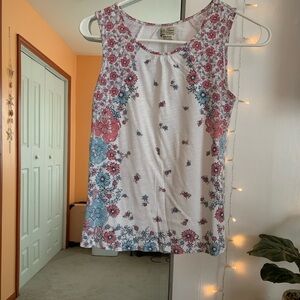 Lucky Brand Women’s Pink and Blue Flower Tank Size Medium